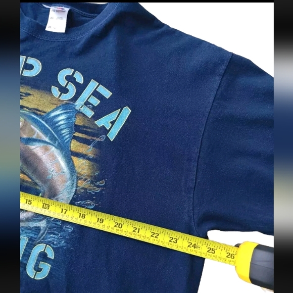 Fruit of the Loom Shirt Mens 2XL Blue Deep Sea Fishing Heavy Cotton  USA - Picture 2 of 5